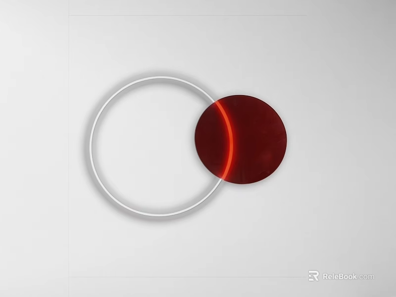 White Background With White Ring And Red Overlapping Circle Featuring Red Light Stripe 3d model