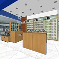 Modern Digital Store Interior With Bright Lighting Wooden Counter And Electronic Display Shelves