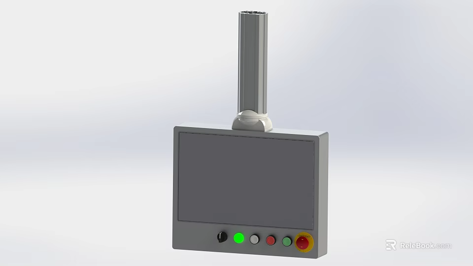 Modern Industrial Control Panel With Display Screen Vertical Column And Colored Buttons 3d model 