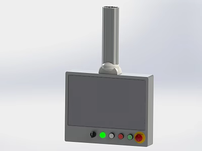 Modern Industrial Control Panel With Display Screen Vertical Column And Colored Buttons 3d model