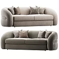 Modern Three Seater Sofa With Light Gray Upholstery And Patterned Cushions