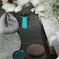 Modern Living and Dining Room Interior With Sofa Coffee Table Dining Table And Chairs