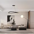 Modern Living And Dining Room Interior With Sofa Coffee Table And Chandelier