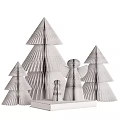 Minimalist Origami Decorative Ornament Set With Christmas Tree Shapes And Angel Figurines