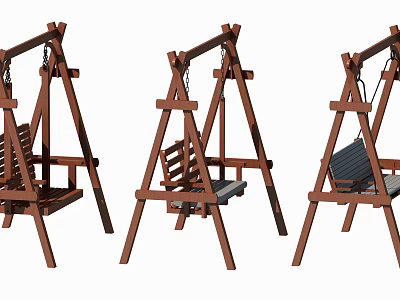 Outdoor Wooden Swing Play Equipment For Garden With Sturdy Frame Design 3d model