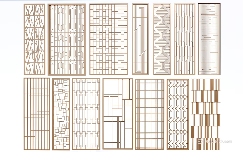 Decorative Room Dividers With Various Geometric Patterns And Lattice Designs 3d model