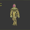 Futuristic Cyber Character Standing With Mechanical Creature In Sci Fi Environment 3d model