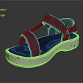 Blue Denim Sandals With Double Straps And White Speckled Thick Sole