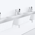 White Ceramic Countertop Wash Basin With Chrome Faucet And Soap Dispenser
