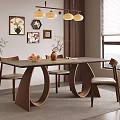 Middle-style dining tables and chairs 3d model