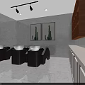Modern Hair Salon Interior With Stylish Chairs Large Mirrors And Pendant Lights