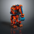 Orange Blue Mechanical Robot With Detailed Design And Mechanical Arm Tracked Legs