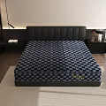 Black Checkered Mattress In Modern Bedroom With Leather Headboard And Large Windows