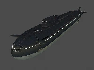 Black Military Submarine With Streamlined Hull Design For Underwater Navigation 3d model