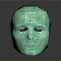 Green Polyhedral Mask Fashion Accessory With Geometric Design And Smooth Surface