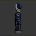 Traditional Chinese Porcelain Decorative Figure With Blue White Floral Costume Standing Pose