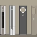 Four Modern Vertical Tower Appliances In Silver Gray And Beige Colors