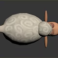 Cute Cartoon Sheep 3D Model With White Curly Wool Pink Nose Smiling Expression Brown Legs
