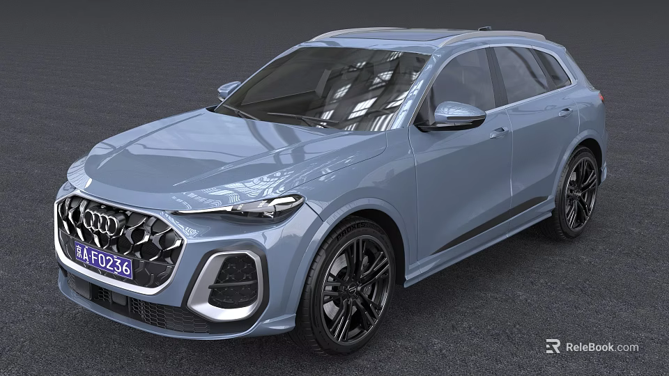 Light Blue Audi SUV With Modern Design And Black Wheels 3d model 