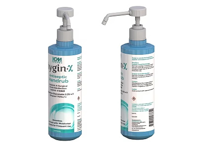 Antiseptic Hand Rub Blue Bottles With Pump Dispenser For Daily Hygiene Use 3d model