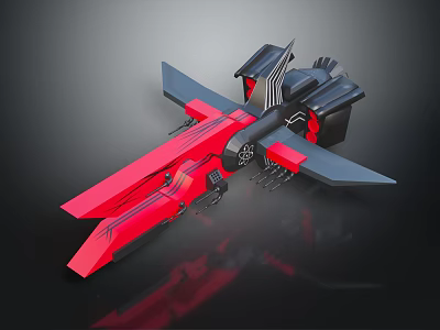 Futuristic Red And Black Cosmic Spaceship With Aerodynamic Design For Aerospace Exploration 3d model