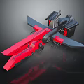 Futuristic Red And Black Cosmic Spaceship With Aerodynamic Design For Aerospace Exploration