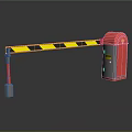 Red Security Barrier Gate With Yellow Black Stripes On Reflective Surface 3d model