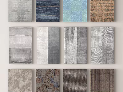 Collection of Various Textured Decorative Materials in Neutral Tones and Patterns 3d model