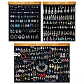 Colorful Fashion Jewelry Collection with Earrings Necklaces and Bracelets on Display Board