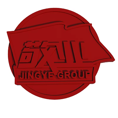 Red Circular Jingye Group Logo With Flag Design And Text Elements 3d model