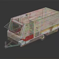 Light Brown Trailer With Wooden Texture Yellow Stripe Decoration Metal Grille Vent Wheels And Hitch