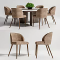Modern Dining Table and Chair Combination Round Table and Chair Combination 3d model