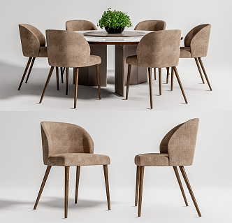 Modern Dining Table and Chair Combination Round Table and Chair Combination 3d model