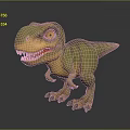 Realistic 3D Dinosaur Character With Green Yellow Skin Sharp Teeth And Yellow Eyes Standing