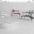 Modern Metal Outdoor Chairs With Armrests In White Red And Black