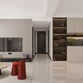 Modern Living Dining Room Interior With Sofa Coffee Table TV And Floor to Ceiling Window