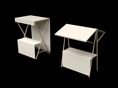 White Foldable Retail Display Stands With Metal Frames And Storage Shelf 3d model