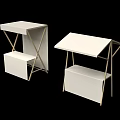 White Foldable Retail Display Stands With Metal Frames And Storage Shelf