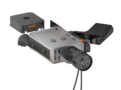 Vintage Digital Video Camera With Open Tape Compartment And Control Buttons 3d model