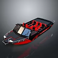 Modern Black And Red Speedboat With Comfortable Seats And Sleek Design