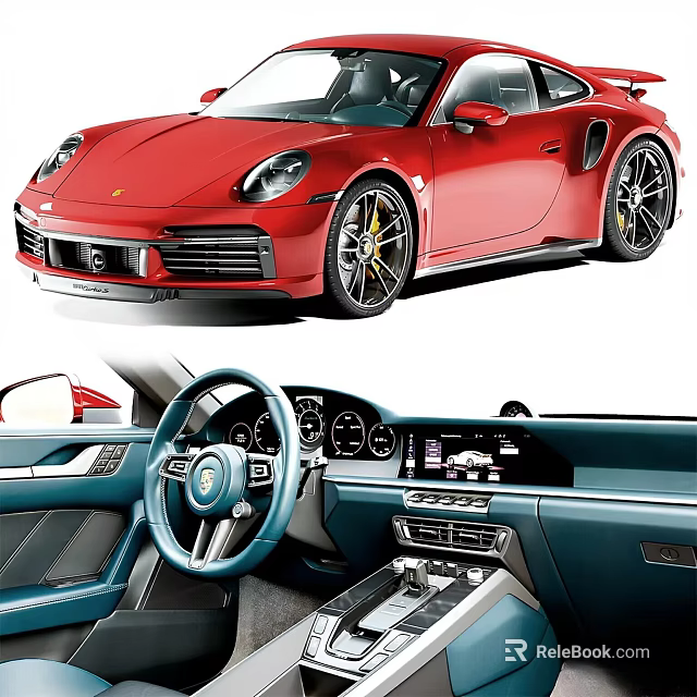 Red Sports Car Exterior And Luxury Interior Details 3d model 