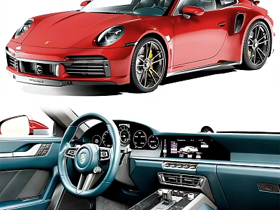 Red Sports Car Exterior And Luxury Interior Details 3d model