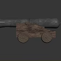 Antique Weapon Cannon With Metal Barrel Wooden Carriage And Wooden Wheels