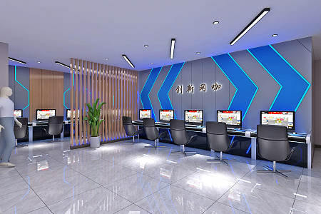 Modern Internet Cafe Internet Cafe 3d model