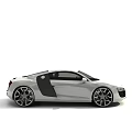 White Audi Sports Car With Sleek Exterior Black Doors And Alloy Wheels