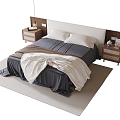 Modern Double Bed Bedstand Bedding 3d model