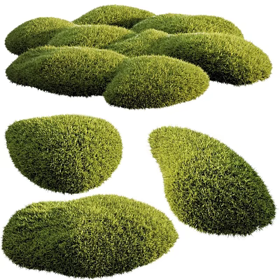 Lush Green Various Shaped Healthy Well Trimmed Natural Garden Shrubs Look 3d model