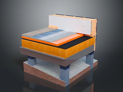 Layered Construction Component with Multiple Colored Material Layers Supporting Base and Structural Pedestals 3d model