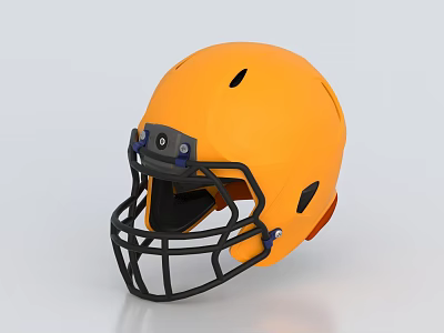 Orange Professional American Football Helmet With Black Facemask And Ventilation Holes 3d model