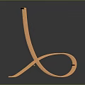 Orange Curved Striped Abstract Sculpture With Modern Artistic Design On Dark Reflective Background